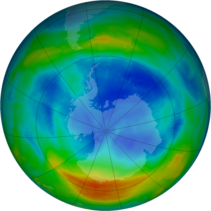 Antarctic ozone map for 12 August 1997